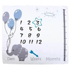 Baby Milestone Photography Cartoon Graphic Blanket With 2pcs Accessory