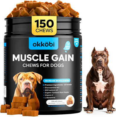 11-in-1 Muscle Gain Chews - Weight Gain Supplements for Dogs with High Protein &