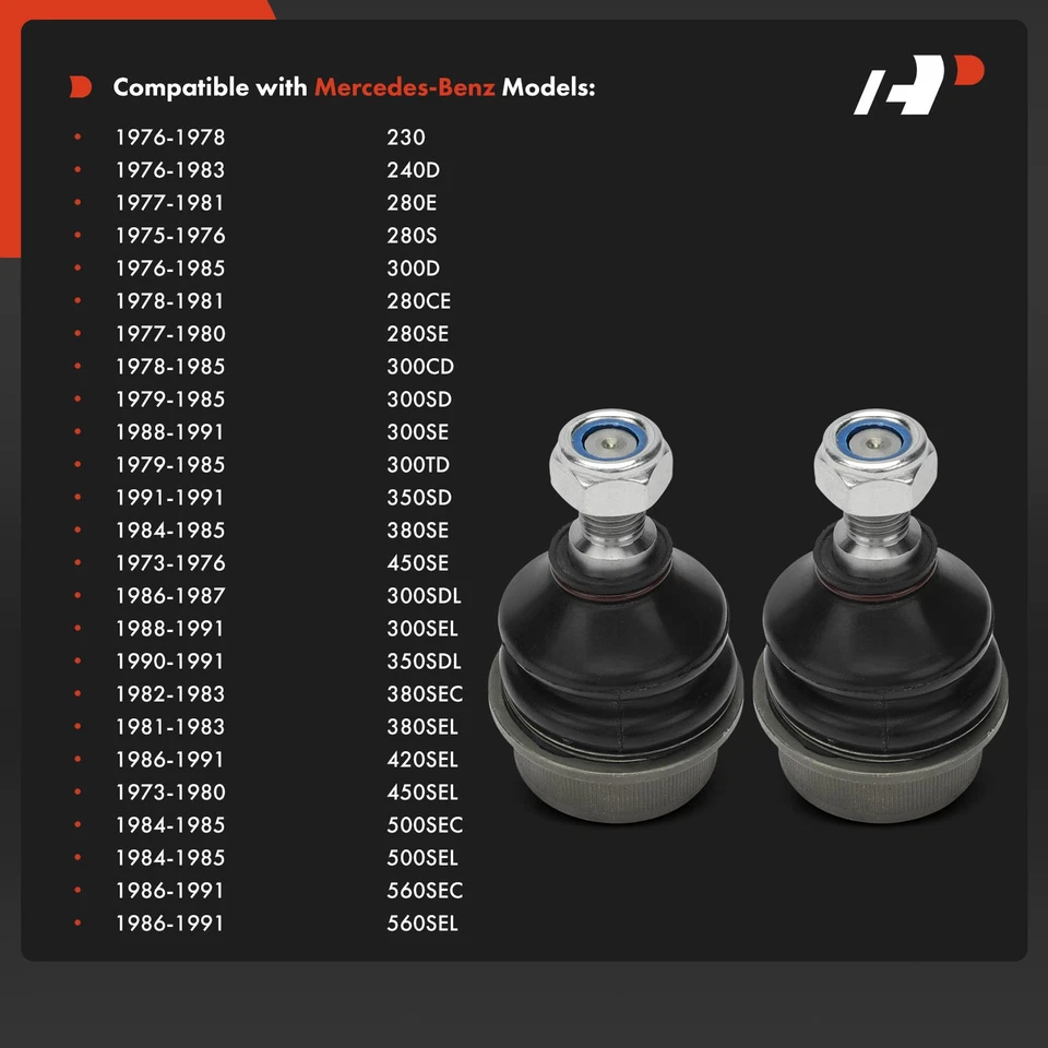 2x Rótulas inferiores delanteras para Mercedes-Benz 240D 280E 380SE 450SE 500SEC 560SEL Foto 2 de 4