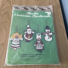 VTG Bucilla Needlecraft Felt Jeweled Christmas Foursome Kit 2339 Mrs Santa Angel