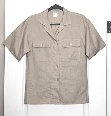 Giuseppe Men s Ramie & Cotton Button Up Top Size S Tan Breathable Outdoor Casual