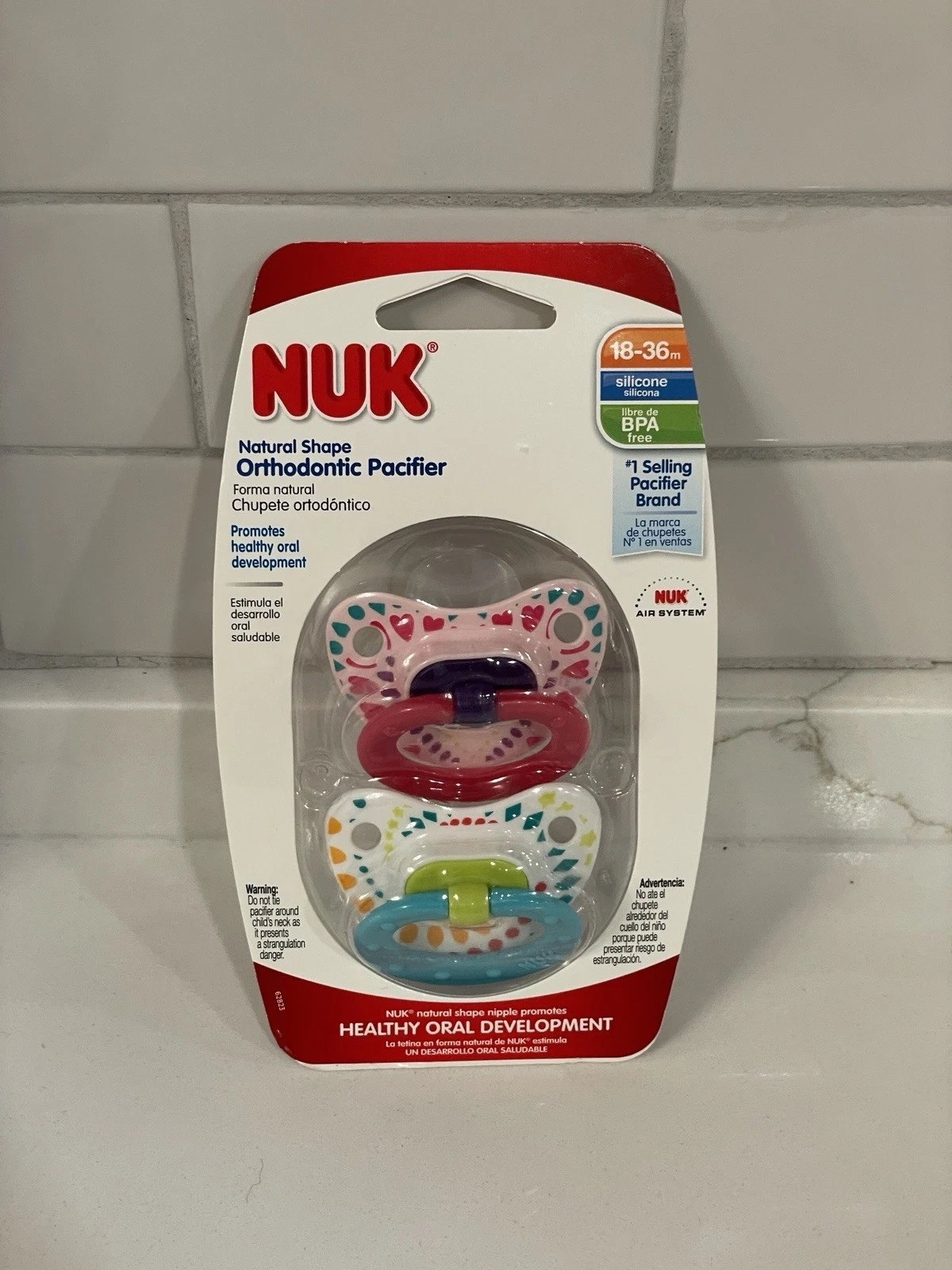 NUK Orthodontic Pacifier Natural Shape 18-36 Months Silicone BPA Free 2 Pack New