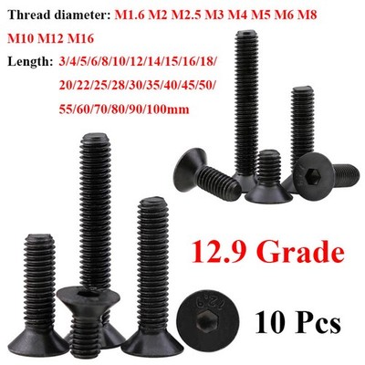 M2-M16 12.9 Grade Countersunk Hexagon Socket Screws High Strength Screws Bolts