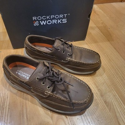 Rockport Works Sailing Club Men's Three Eye Tie Work Boat Shoe - RK6736 10M Tan