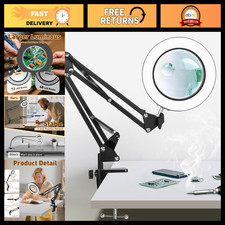 Magnifying Glass with Light Stand, 12X 30X Zoom, 20in Clamp for Hands-Free Use