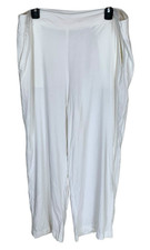 Women's Chico's White Linen Blend Wide Leg Pull On Pants Size 3R 16 Beachy