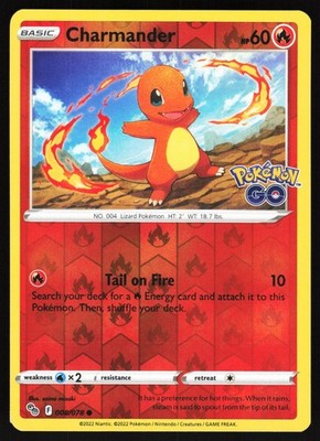 Charmander 008/078 Pokemon Pokemon GO  Reverse Holo NM