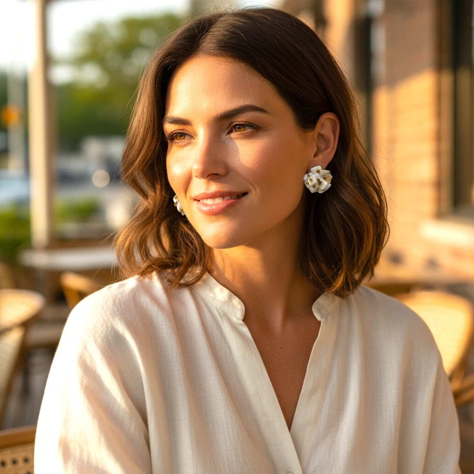 Pendientes Vintage Años 50 Madreperla MOP Chip Cluster Clip On Hecho en Japón Foto 2 de 4