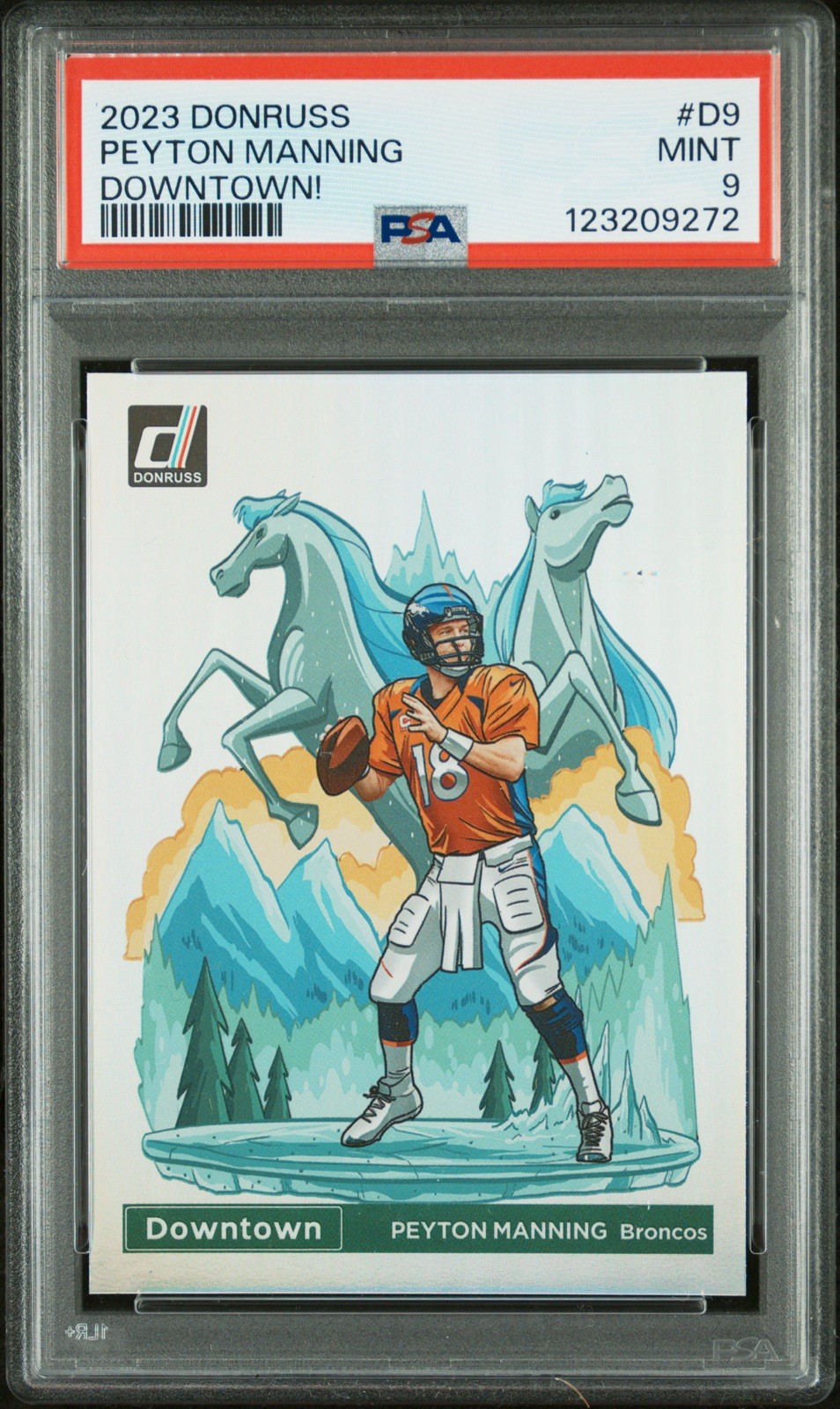 2023 Panini Donruss Downtown #D9 Peyton Manning Denver Broncos PSA 9