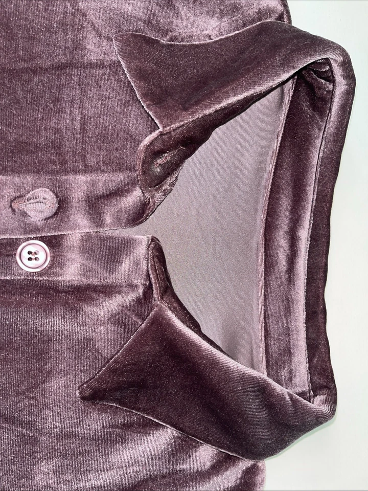 Women’s 2xl Long Sleeve Velvet Button Down Tunic Or Short Dress. Purple - Image 2 of 4