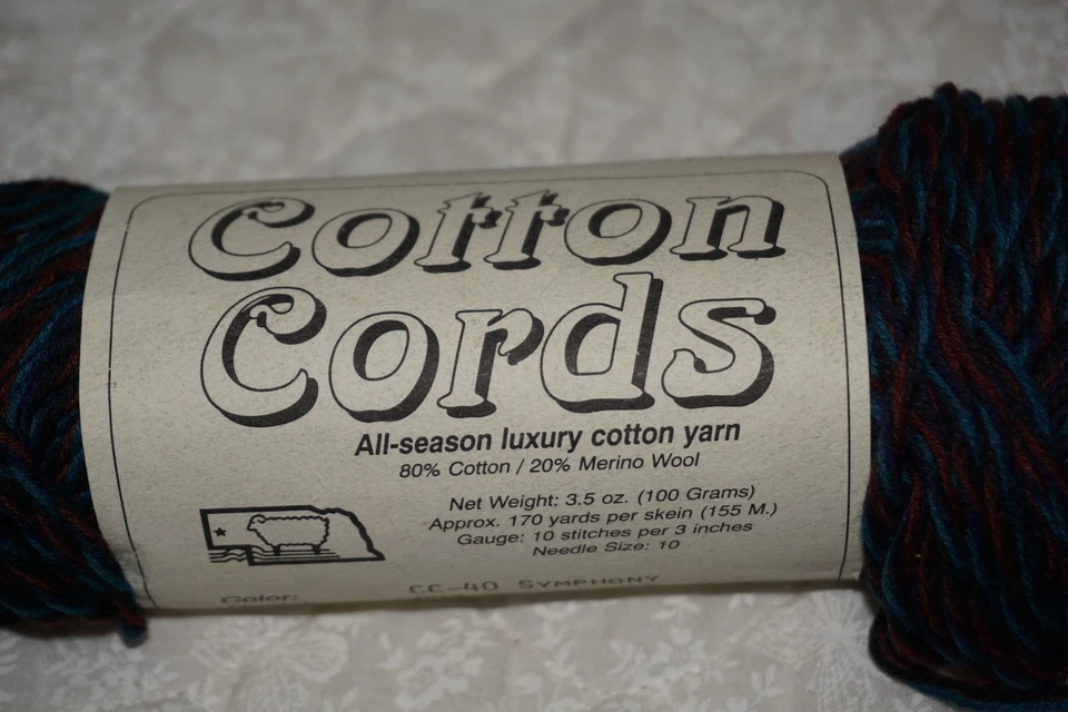 5 Balls, Brown Sheep Co., "Cotton Cords", Resonance, Cotton/Wool Yarn - Image 2 of 3