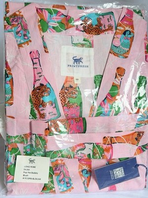 Printfresh Robe Pop the Bubbly Blush 5X 6X Organic Cotton Long Kimono New NWT