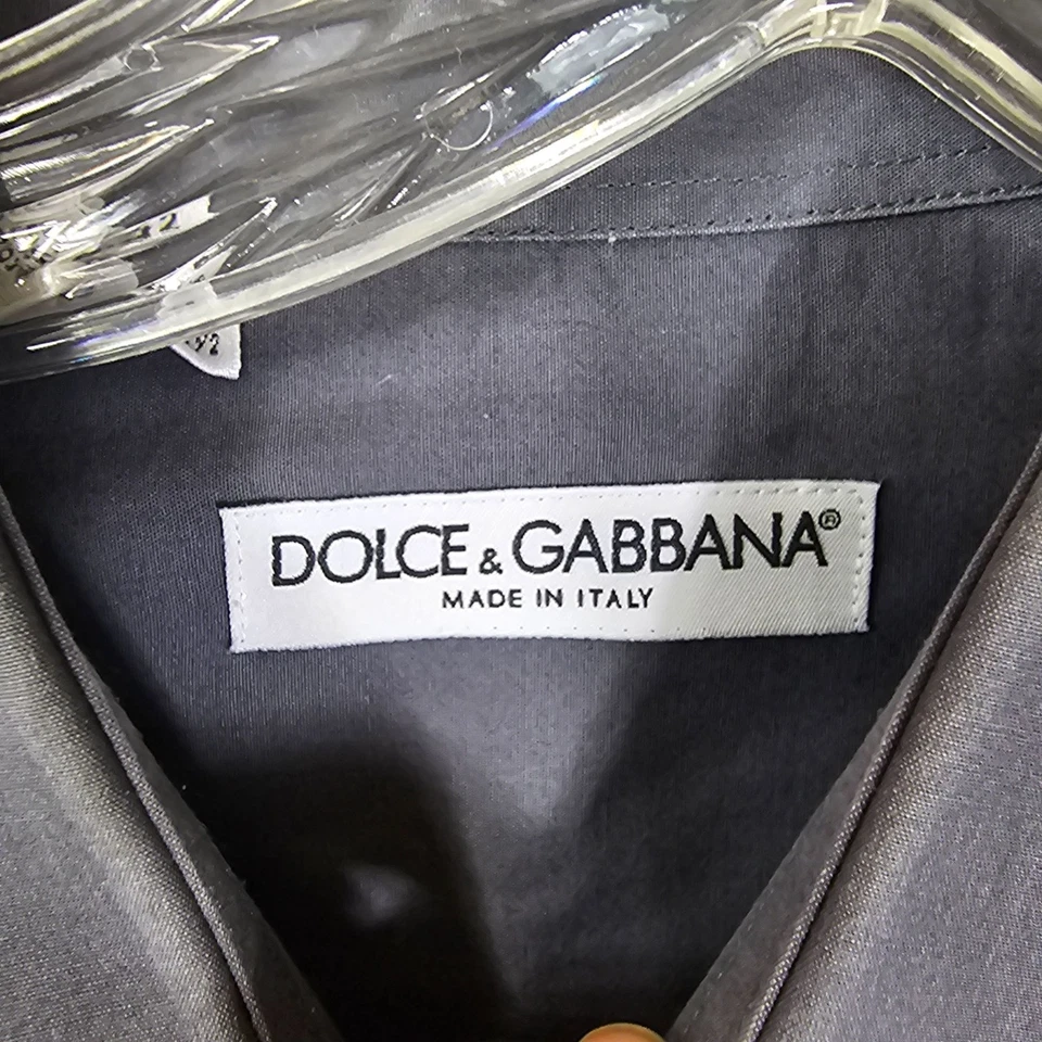 Camisa de vestir Dolce & Gabbana manga larga algodón 42 cuello de 16,5 puntos silenciosa de lujo Foto 3 de 4