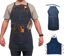 Canvas Work Apron with Deep Pockets and Adjustable Cross Back Straps Durable