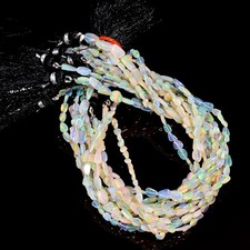 White Ethiopian Opal Gemstone Tumbled Smooth Beads 4X3 8X5 mm Strand 10" UGB-724