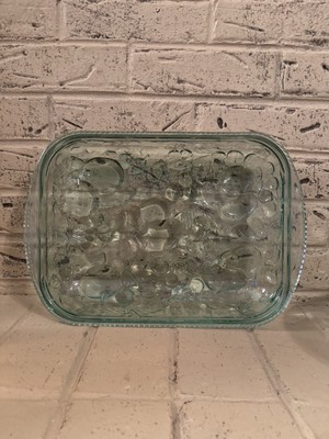 Vintage Libbey Orchard Fruit Green Glass Casserole Oven Proof Baking Dish 9 x13 