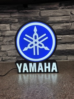 GROSSES YAMAHA LED blaues Schild beleuchtet Wandschild Männerhöhle Garage Fahrrad