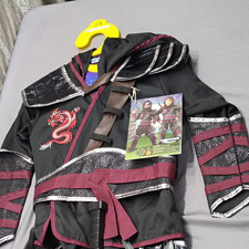 Adventure Factory Ninja Costume Outfit w/ Belt, 5-6 Black/Red/Silver