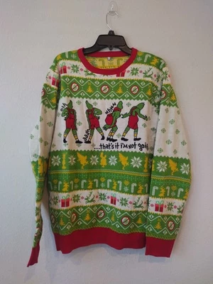 The Grinch Ugly Christmas Sweater Men Sz L green fair isle pullover That's It... - Image 1 of 4