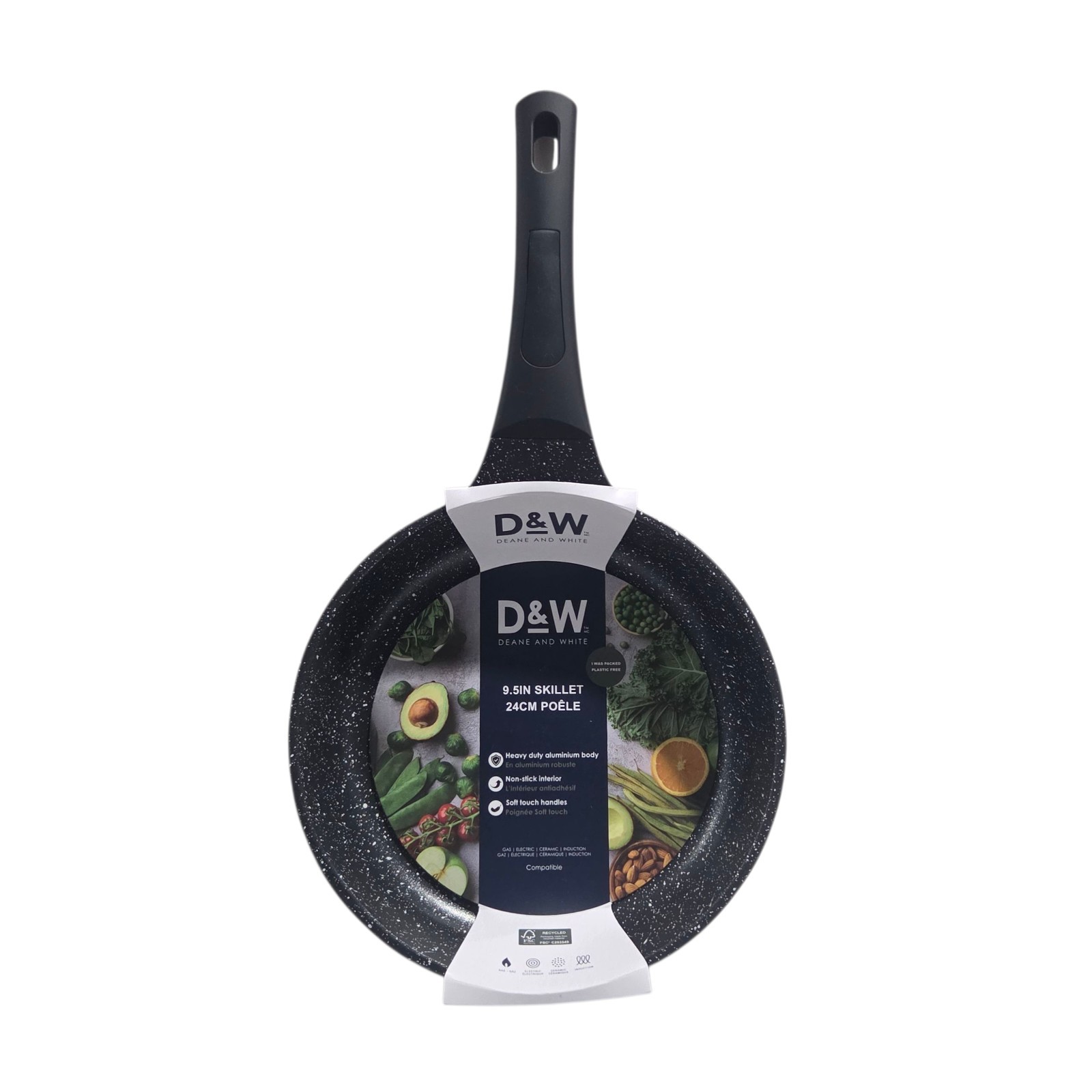 D&W Deane And White Cookware 9.5in Frying Pan Skillet Nonstick Interior Black