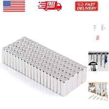 100Pcs Super Strong Rare Earth Magnets Bar, Rectangular Metal Neodymium Magne...