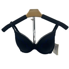 Calvin Klein Plunge Bra D3073-001 Size 32C Black Blue