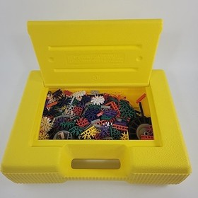 Lot Vintage 1992 K'NEX Yellow Box Hard KNEX Carrying Case 1.5 Lbs of Pieces