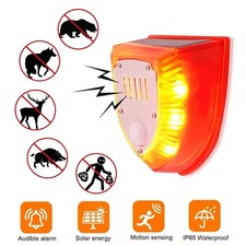 Solar Alarm LED Light Solar Strobe Light Wireless Motion Sensor Detector Outdoor