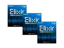 *3 SETS ELIXIR 12102 NANOWEB COATED ELECTRIC GUITAR STRINGS LIGHT - 11-49*