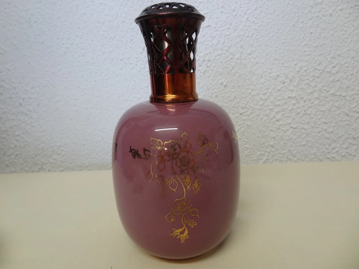Ancienne Lampe Berger Porcelaine Rose Et Blanc - Saint Méen Le Grand 1958 - Motif Grappes