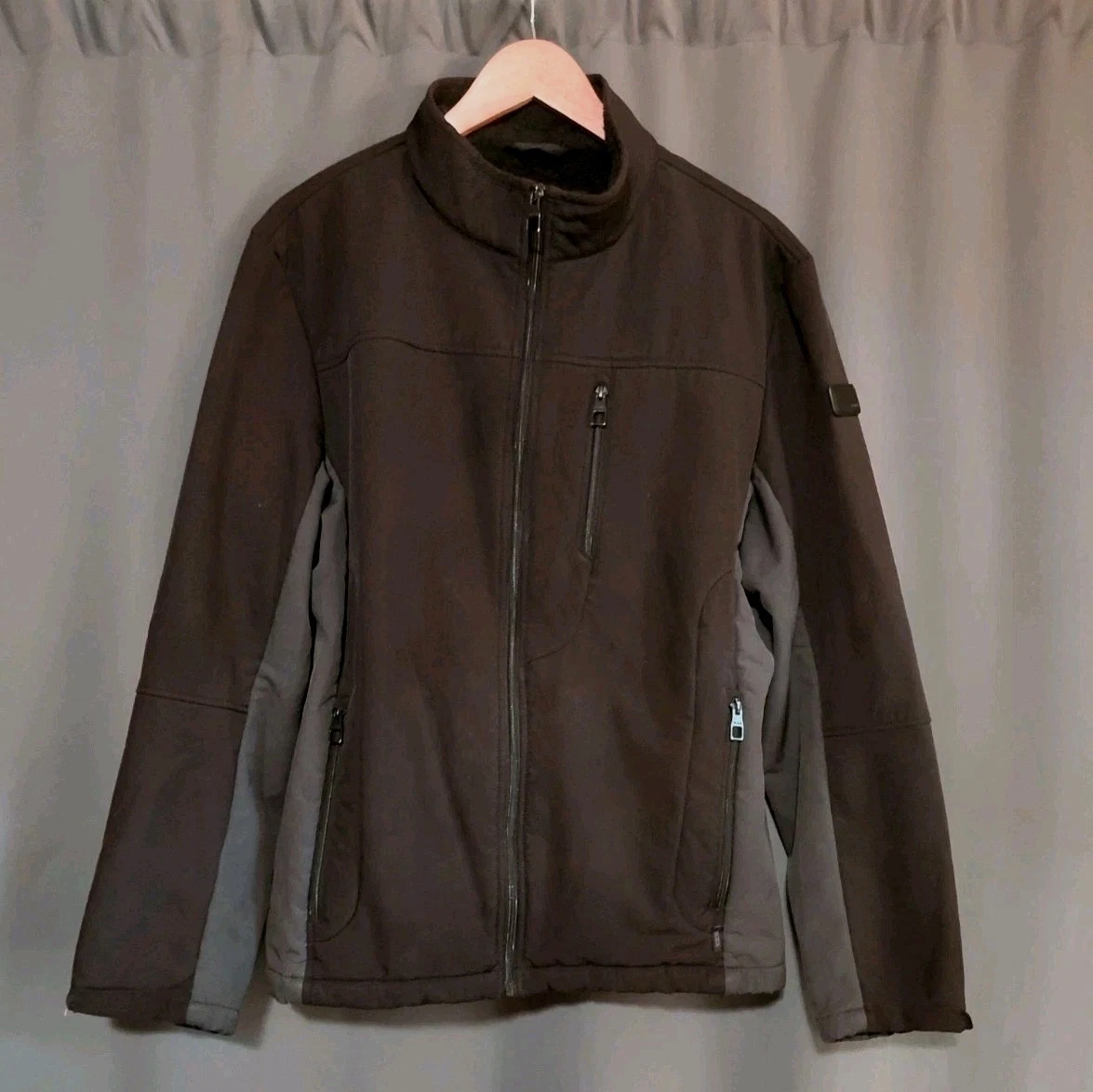 Tumi Tech Mens Grey Insulated FleeceLined Softshell Jacket Coat Zip Size Large