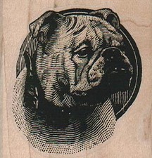 BullDog Head 2 x 2" Rubber Stamp, Dog Stamp, Dog Lover Stamp
