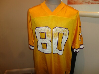 Vintage Yellow Puma #80 Cris Carter Minnesota Vikings NFL Screen Alt Jersey XL