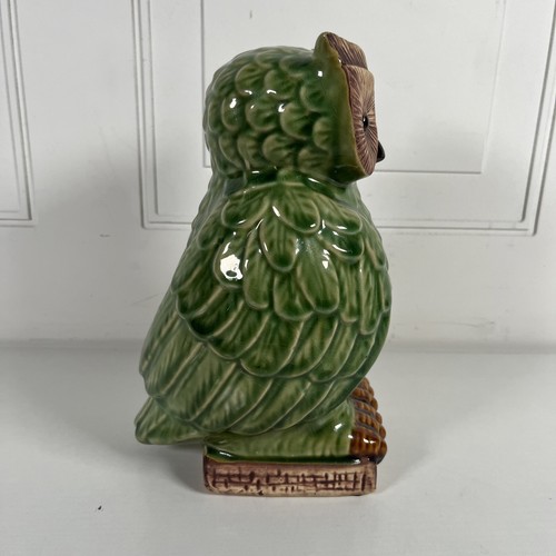 Owl Figurine Statue Green Brown Hobby Lobby Woods Hoot Animal Ceramic 9” Tall - Picture 2 of 7