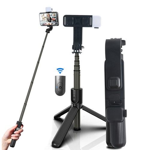 Supporto telefono treppiede selfie stick telecomando wireless portatile per iPhone e Samsung - Foto 24 di 25