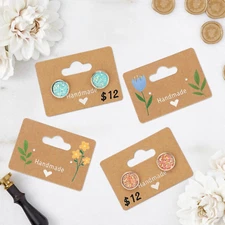 100Pcs Earring Cards 2X1.3 Brown Earring Display Holder Cards Blank Paper Tags w