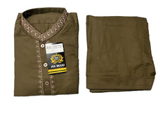 Pakistani Shalwar Kameez Mens Style Ready Made DT-Brown Color Size Small AK-3970