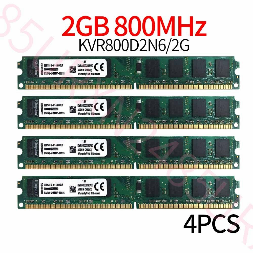 Kingston 8GB 4x 2GB PC2-6400 DDR2 800MHz KVR800D2N6/2G DIMM Desktop Memory  ZT BT