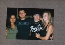 Found COLOR Photograph Original Couples Girl has red devil eyes  C1412