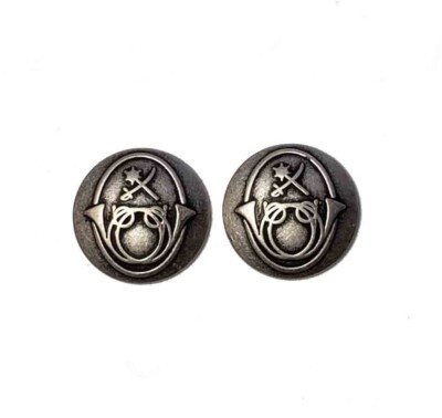 Two NEW French Horn Blazer Buttons Metal Silver Gray Shank Men's MCC 7/8''