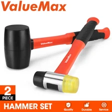 ValueMax 2PIECES Rubber Mallets 16oz Rubber Mallet 35mm Double-Faced Soft Mallet