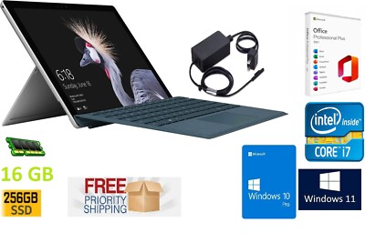 Microsoft Surface Pro 4 i7-6650U 16GB RAM 256GB SSD Wi-Fi Win10P/Win 11P Bundle