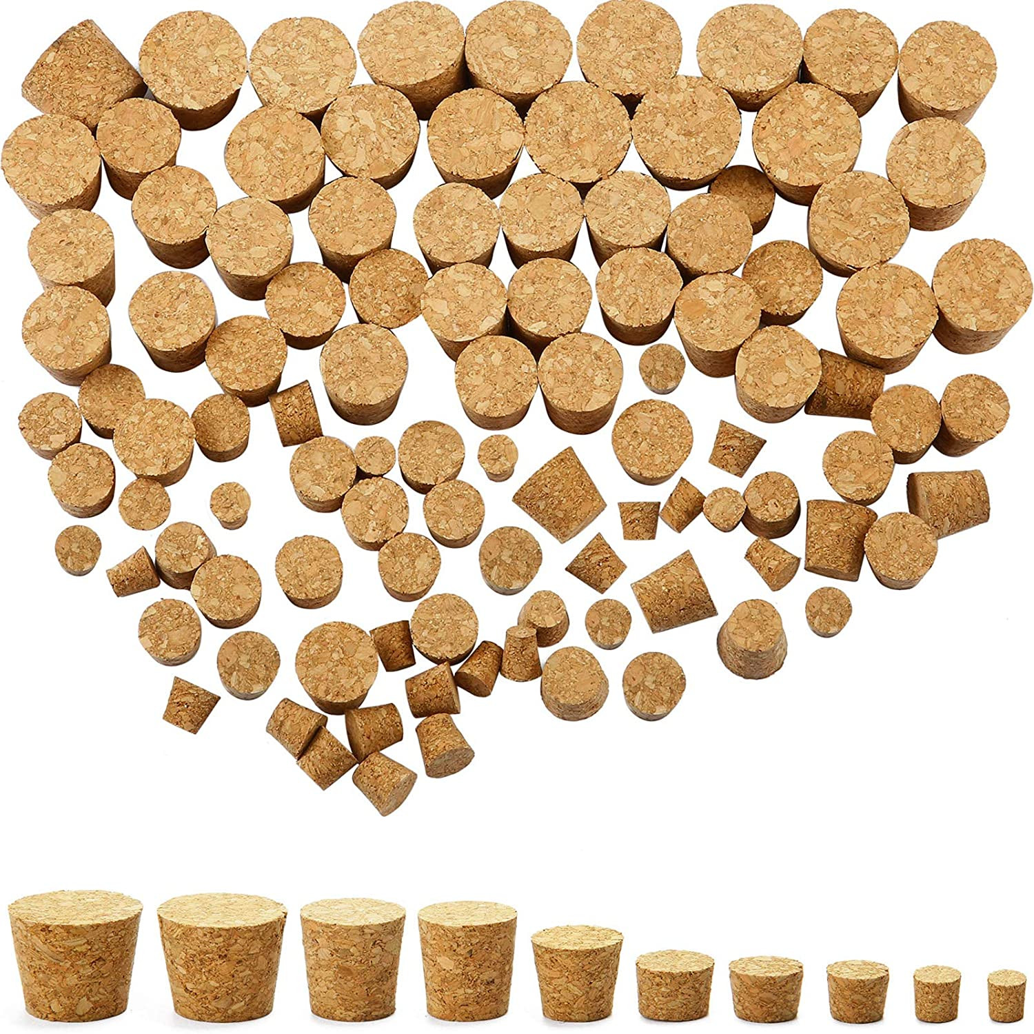 100 Pack Assorted Cork Stoppers Wine Bottle Cork Stoppers Different Sizes Wooden
