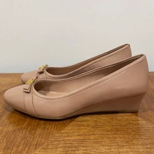 Cole Haan Malta Shoes Womens 8B Blush Leather Gold Wedge Cushioned Business Heel