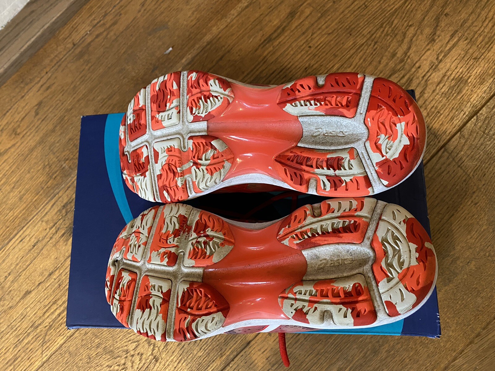 asics gel professional 14 ff orange netball trainers