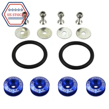 JDMSPEED Blue Aluminum Quick Release Car Bumper Fender Trunk Hatch Lid New Kit