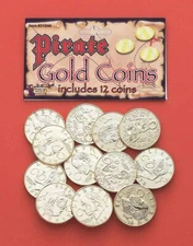 Buccaneer Gold Coins Plastic Pirate Fancy Dress Up Halloween Costume Accessory