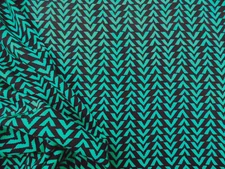 Discount Fabric Challis Rayon Apparel Chevron Teal Green Black F33