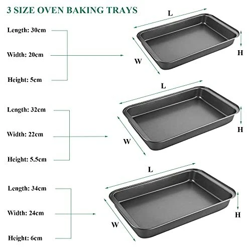 EVADOW 4 Pack Non Stick Oven Baking Tray Set Heavy Duty Black Carbon Steel - Picture 2 of 5