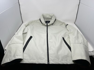 DKNY Sport Windbreaker Jacket Womens L Cream Full Zip Packable